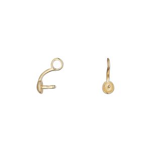 Cup, gold-plated brass, 3mm cup with 3mm peg, fits 8mm half-drilled bead. Sold per pkg of 10.