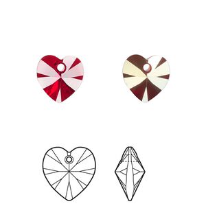 Drop 24pk Siam AB, Crystal Passions® 10mm pendant heart 6228