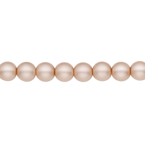 Bead, Czech pearl-coated glass druk, opaque matte pale rose, 6mm round. Sold per 15-1/2" to 16" strand. image number 0