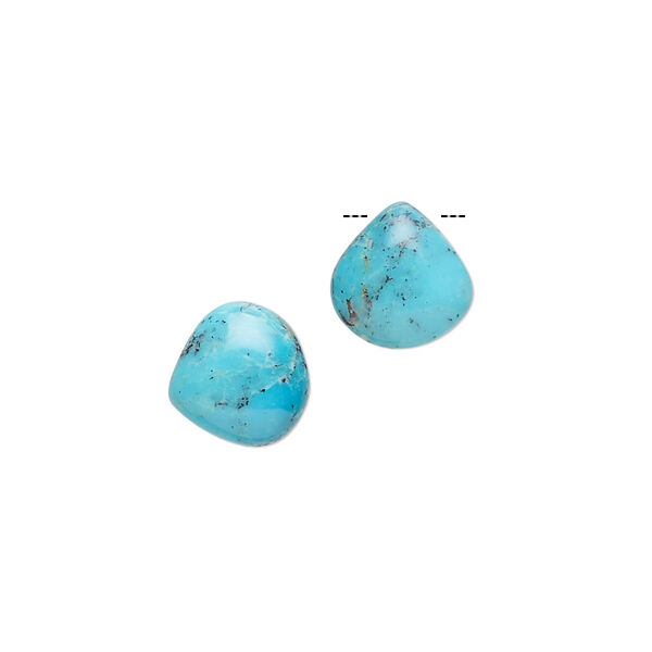 Bead mix, turquoise (dyed / stabilized), blue, 8-11mm hand-cut top-drilled puffed teardrop with 0.8-1.1mm hole, B- grade, Mohs hardness 5 to 6. Sold per pkg of 2. image number 0