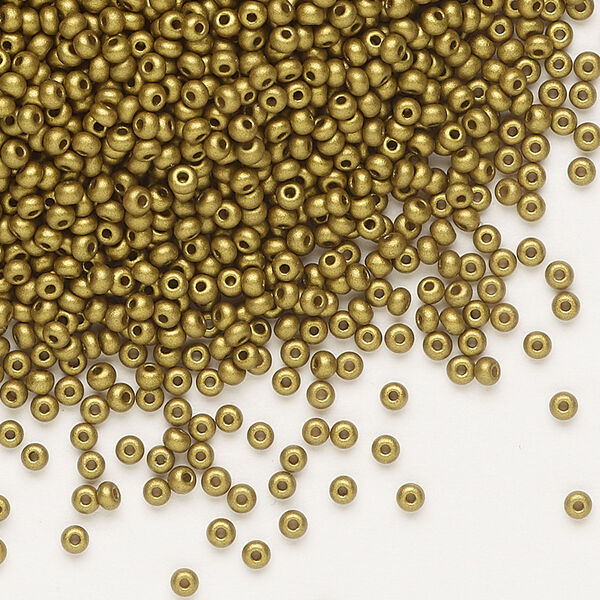 Seed bead, Preciosa Ornela Czech glass, pkg/50g, #11 rocaille, opaque soft bronze metallic alabaster, (01720). image number 0