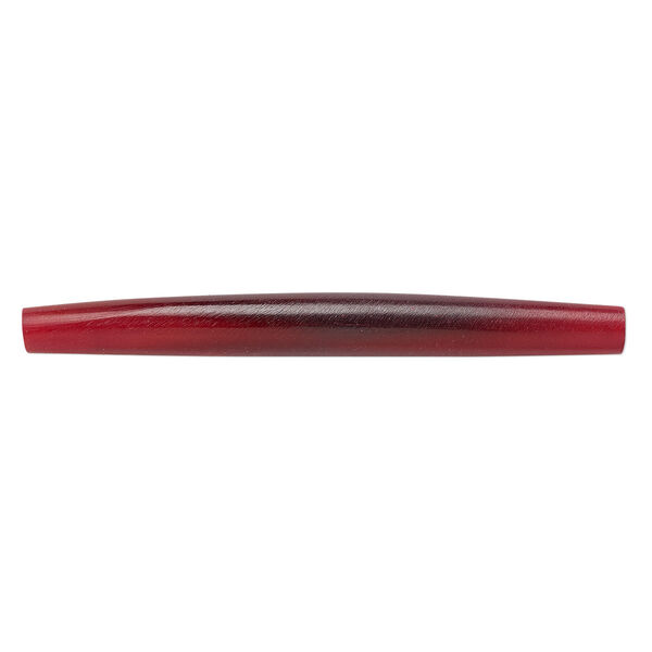 Bead, horn (dyed), red, 76x6mm-76x8mm hand-cut hairpipe, Mohs hardness 2-1/2. Sold per pkg of 12. image number 0