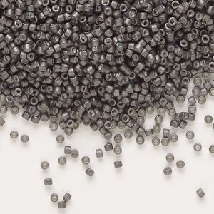 Seed bead, Delica®, glass, pkg/50g, #11 round, opaque matte galvanized graphite (DB-1175).