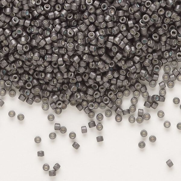 Seed bead, Delica®, glass, pkg/50g, #11 round, opaque matte galvanized graphite (DB-1175). image number 0