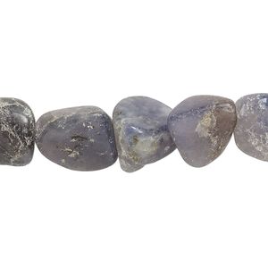 Iolite 1pkg1, hand-cut matte nugget bead natural 13 inch small