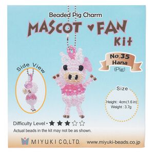 Drop kit, Miyuki, glass and plated brass, multicolored, 40mm pig. Sold individually.