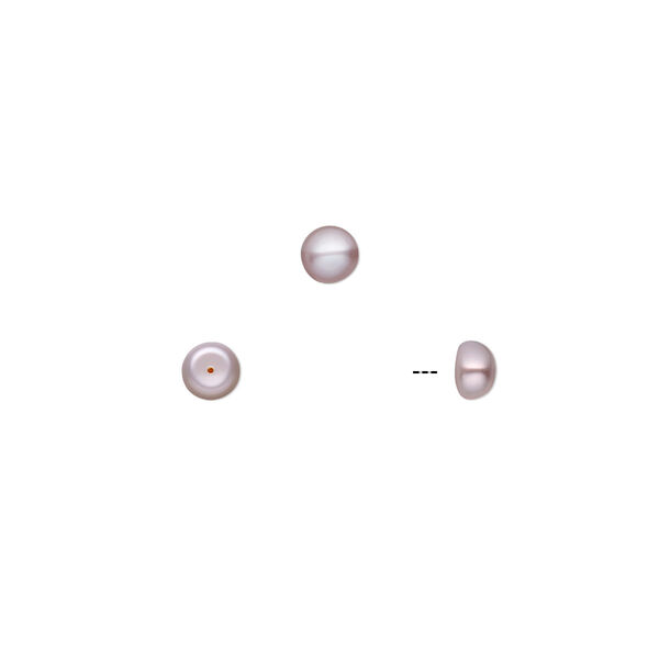 Pearl, White Lotus™, cultured freshwater, mauve, 4-5mm half-drilled button, B grade, Mohs hardness 2-1/2 to 4. Sold per pkg of 10. image number 0