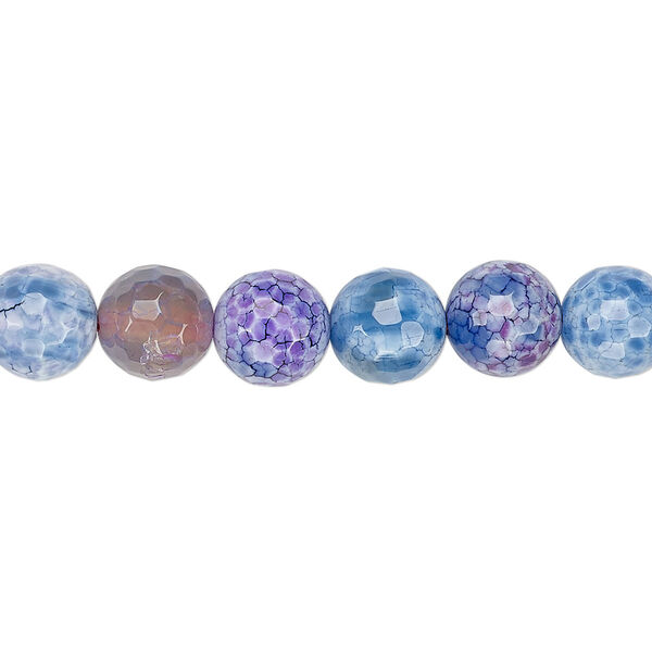 Bead, crackle agate (dyed / heated), purple, 8-9mm faceted round, C grade. Sold per 15-inch strand. image number 0