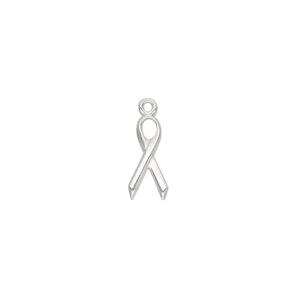 Charm, sterling silver, 14x6mm awareness ribbon. Sold individually.