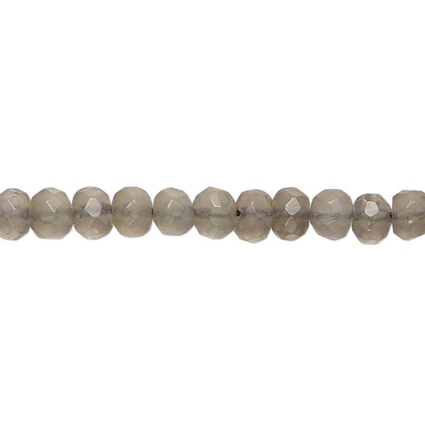 Smoky quartz 1pkg1, hand-cut faceted rondelle bead 14 inch 5x3mm-6x4mm image number 0