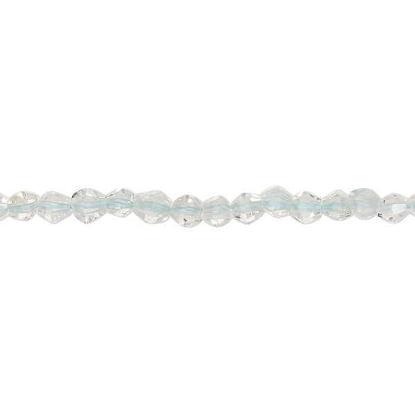 Bead, aquamarine (heated), 3-4mm hand-cut faceted bicone, B grade, Mohs hardness 7-1/2 to 8. Sold per 8-inch strand, approximately 60 beads. image number 0