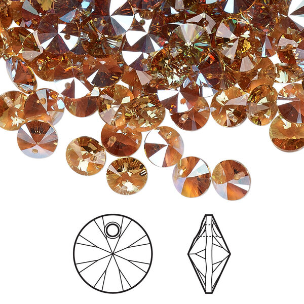 Drop 12pk light Colorado topaz shimmer, Crystal Passions® 6mm pendant mini disk 6428 image number 0