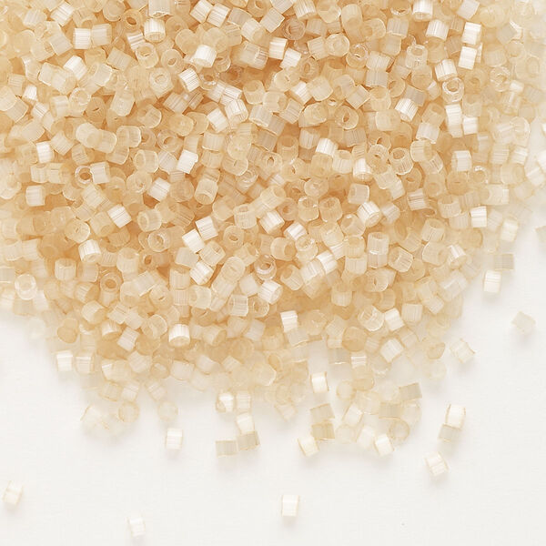 Seed bead, Delica®, glass, pkg/7.5g, #11 round, opaque silk satin glazed luster light topaz (DB-0674). image number 0