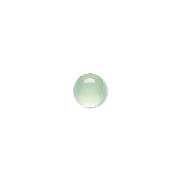 Cabochon, green chalcedony (dyed), light to medium, 8mm calibrated round, B grade, Mohs hardness 6-1/2 to 7. Sold per pkg of 2. image number 0