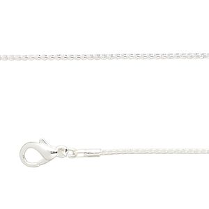 Chain 1pkg4 silver-plated cable, 0.9mm twisted / lobster claw clasp, brass 18 inch