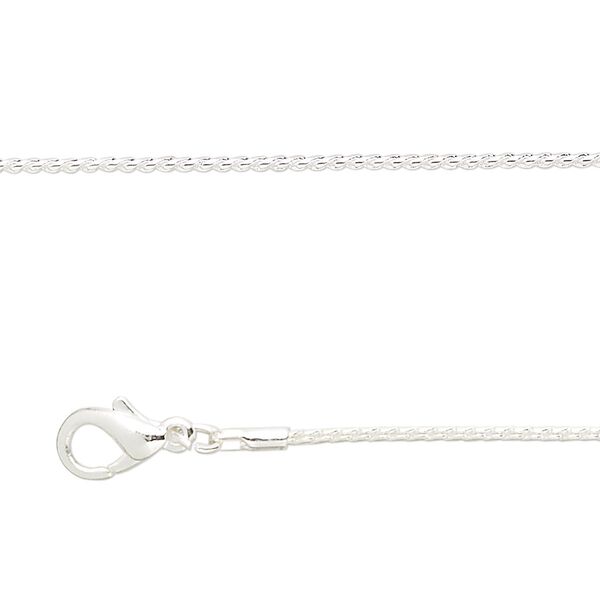 Chain 1pkg4 silver-plated cable, 0.9mm twisted / lobster claw clasp, brass 18 inch image number 0