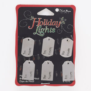 Drop, antique silver-finished steel, 22x13mm single-sided tag and dog tags with "To:" and "From:" inscription. Sold per pkg of 6.