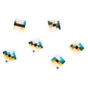 Flat back 6pk crystal AB foil back, Crystal Passions® 8mm chessboard 2493