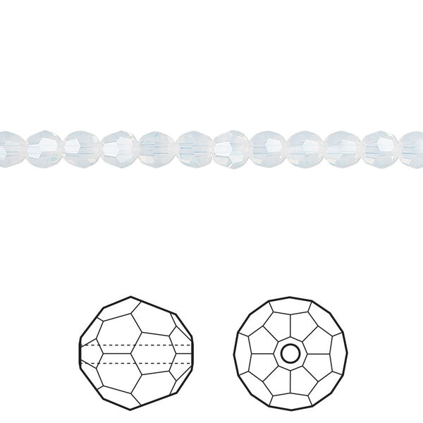 Bead 12pk white opal, Crystal Passions® 4mm round 5000 image number 0