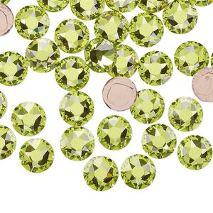 Flat back 144pk citrus green foil back, Swarovski® hotfix 7.07-7.27mm round SS34 2078