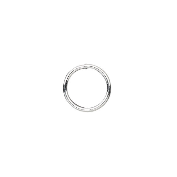 Jump ring, sterling silver, 12mm soldered round, 9.8mm inside diameter, 18 gauge. Sold per pkg of 10. image number 0