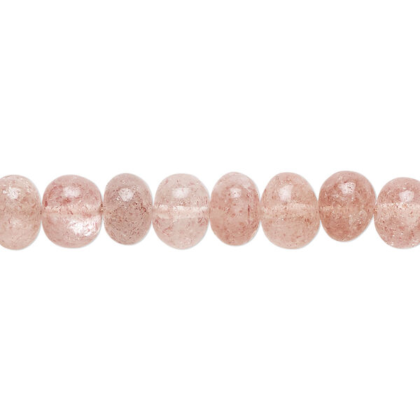 Strawberry quartz 1pkg1, hand-cut rondelle bead natural B grade, 14 inch 7x4mm-8x6mm image number 0