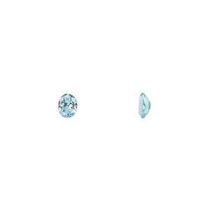 Gem, cubic zirconia, aqua blue, 8x6mm faceted oval, Mohs hardness 8-1/2. Sold per pkg of 2.