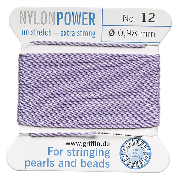 Thread, Griffin, nylon, lilac, size #12. Sold per 2-meter card (approximately 78 inches). image number 0