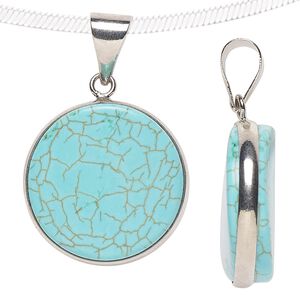Magnesite / brass 1pkg1, imitation rhodium-plated wavy flat round pendant 23mm