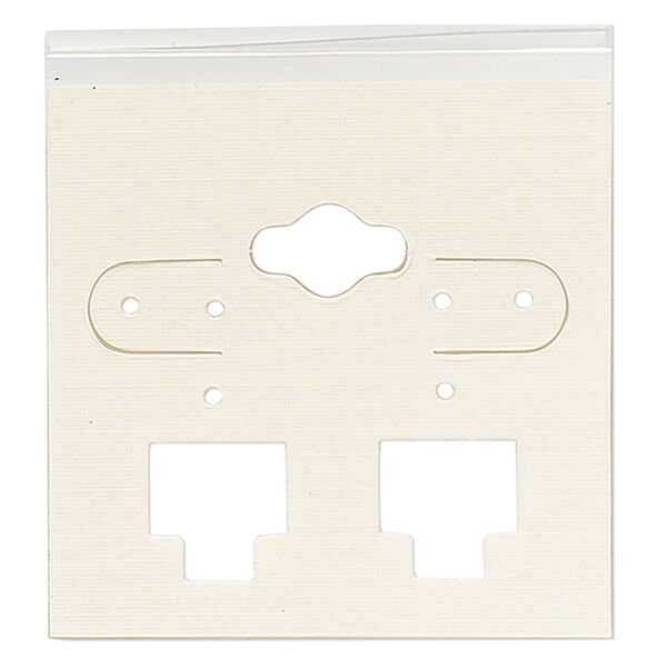 Earring card, PVC plastic and paper, transparent clear and opaque tan, 2x2 inch square. Sold per pkg of 100. image number 0