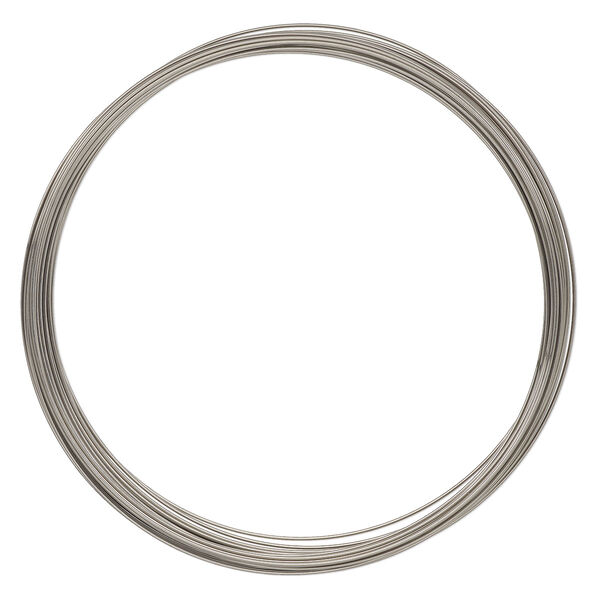 Memory wire, stainless steel, 3-5/8 inch necklace, 0.6-0.75mm thick. Sold per 1-ounce pkg, approximately 30 loops. image number 0