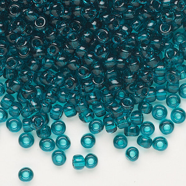 Seed bead, Dyna-Mites™, glass, transparent teal, #6 round. Sold per 1/2 kilogram pkg. image number 0