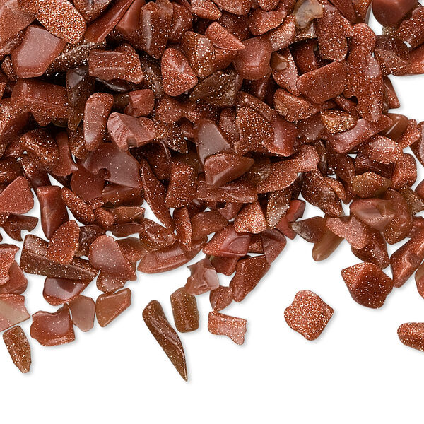 Inlay chip, brown goldstone (glass) (man-made), mini undrilled chip. Sold per 50-gram pkg. image number 0