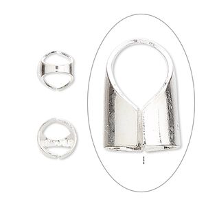 Cord end, glue-in, sterling silver, 11x8mm, 7mm inside diameter. Sold per pkg of 2.