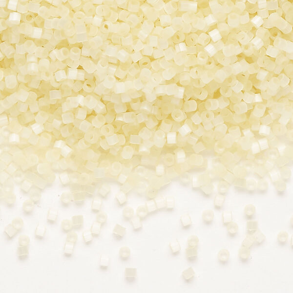 Seed bead, Delica®, glass, pkg/7.5g, #11 round, opaque silk glass enamel lemon ice (DB-0823-1). image number 0