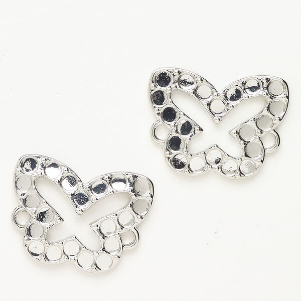 Link "pewter" (zinc-based alloy) 1pkg2 29x21mm open butterfly, antique silver finish image number 0