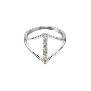 Ring, Create Compliments®, cubic zirconia and sterling silver, clear, 17mm wide, size 7. Sold individually.