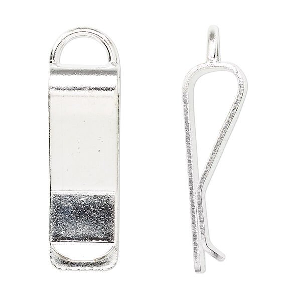 Bookmark clip, silver-plated brass, 30x10mm with loop. Sold per pkg of 2. image number 0