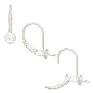 Ear wire leverback 1pkg10 sterling silver-filled, 17mm / 5mm cup / 5mm peg / 5-7mm round setting, 21 gauge 5 pair