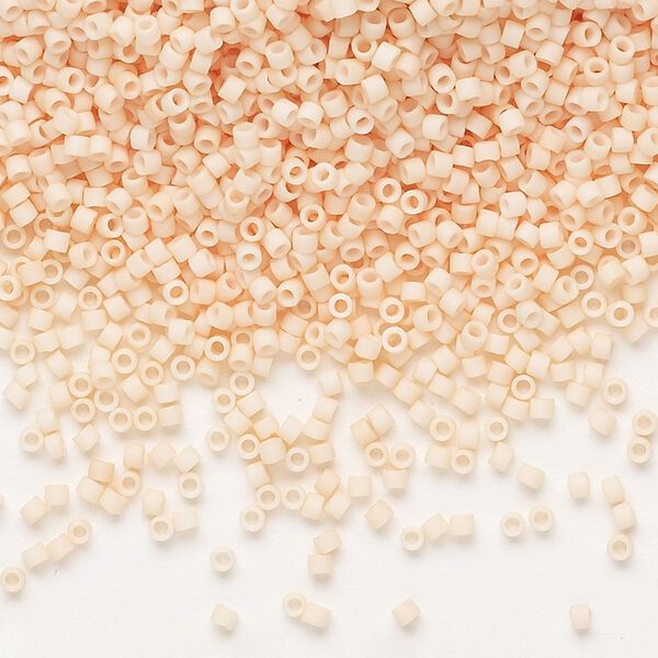 Seed bead, Delica®, glass, pkg/7.5g, #11 round, opaque matte light peach (DB-1512). image number 0
