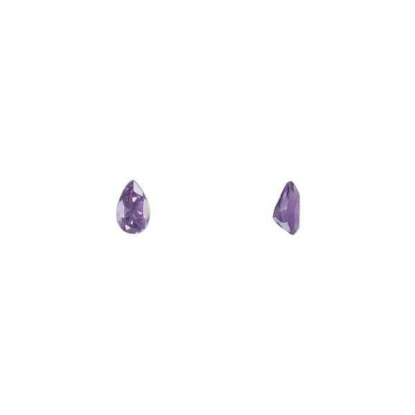 Gem, amethyst (natural), light to medium, 5x3mm faceted pear, A grade, Mohs hardness 7. Sold per pkg of 4. image number 0