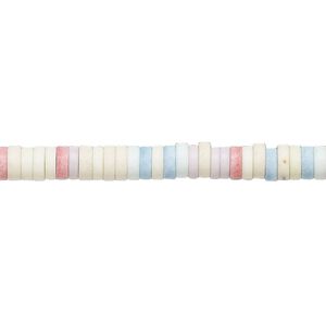 Bead, porcelain, opaque matte multicolored, 4.5x1.5mm heishi. Sold per 8-inch strand, approximately 110 to 140 beads.