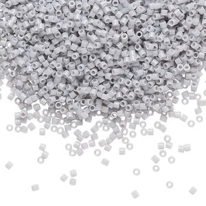 Seed bead, Delica®, glass, pkg/7.5g, #15 round, opaque ghost grey (DBS-1139).