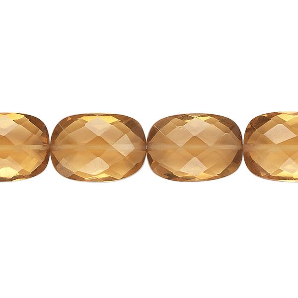 Golden quartz 1pkg10, hand-cut checkerboard faceted flat rectangle bead 14x10mm image number 0