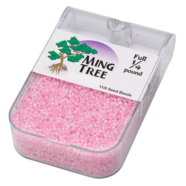 Seed bead, Ming Tree™, glass, pkg/1/4 pound, #11 round, opaque ceylon pink. image number 0
