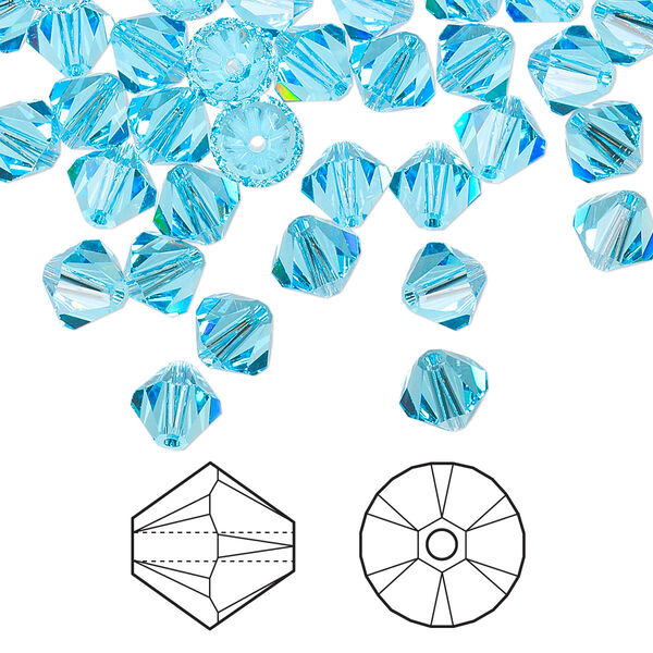 Bead 360pk aquamarine, Swarovski® 6mm XILION bicone 5328 image number 0