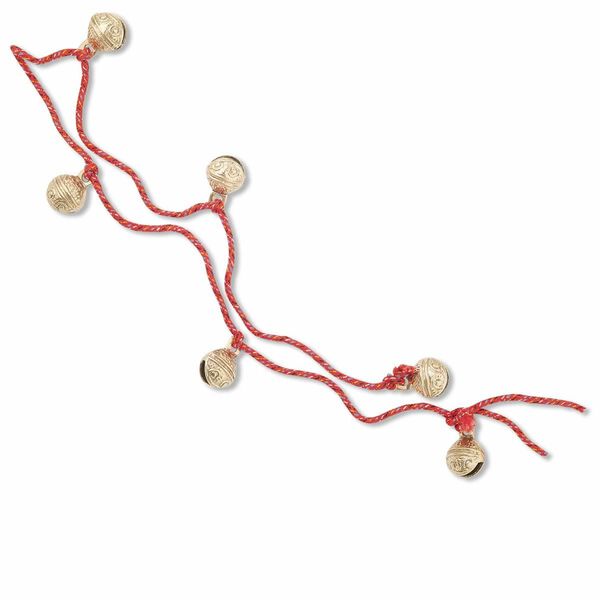 Bell, brass and nylon, 24x22mm textured bell with clapper. Sold per pkg of 6 bells. image number 0