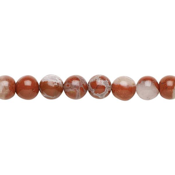 Bead, red flake jasper (natural), 6mm round, B grade, Mohs hardness 6-1/2 to 7. Sold per 15-1/2" to 16" strand. image number 0