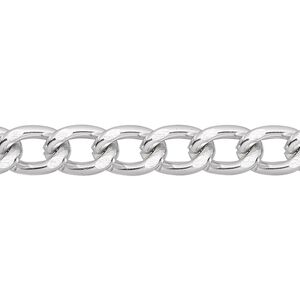 Chain 1pkg1 curb, 7mm, aluminum / anodized silver 25 foot unfinished