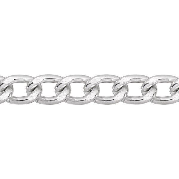 Chain, anodized aluminum, silver, 7mm curb. Sold per pkg of 25 feet. image number 0